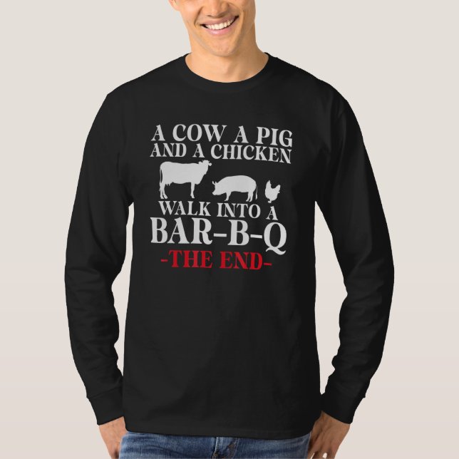 Eine Kuh, ein Schwein und ein Huhn gehen in ein Ba T-Shirt (Vorderseite)