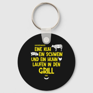 Eine Kuh, ein Schwein und ein Huhn laufen in den G Schlüsselanhänger