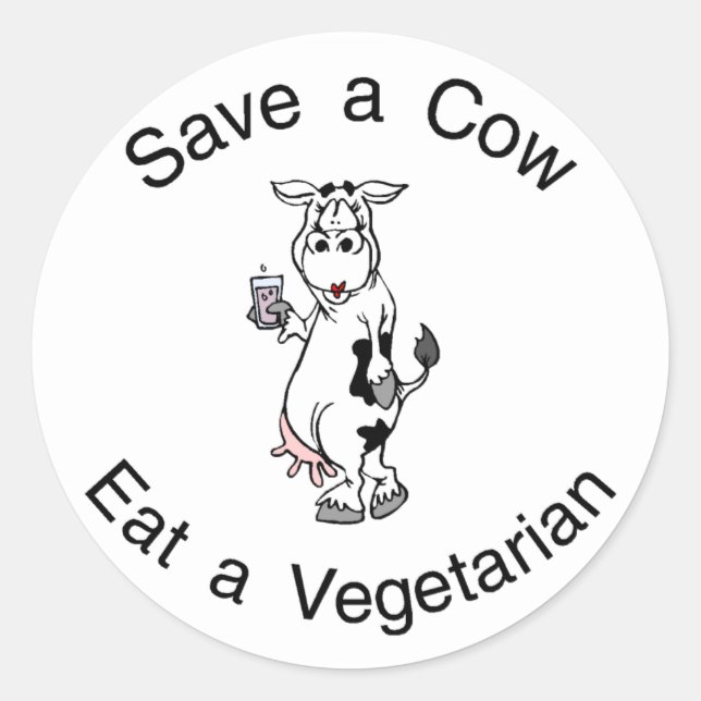 Eine Kuh essen ein Vegetarier gerettet Runder Aufkleber (Vorderseite)