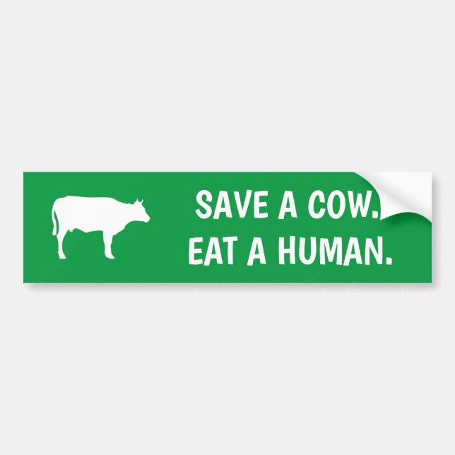 Eine Kuh rette ein menschliches Grün vegan Autoaufkleber (Vorne)