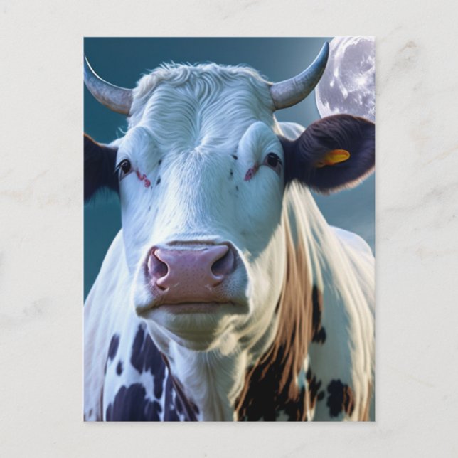 Eine Kuh und die Mondpostkarte Postkarte (Vorderseite)
