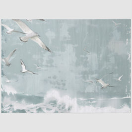 Eine Küsten Vögel Ozean Meer Himmel Collage Hinter Seidenpapier