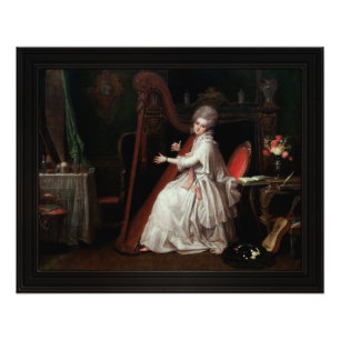 Eine Lady, die auf Harfe spielt von Richard Cosway Fotodruck