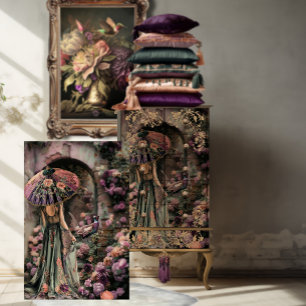 Eine Lady und ein Fasan, Chinoiserie, Portrait Art Seidenpapier