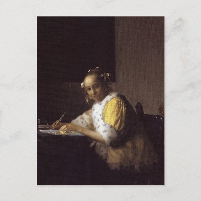 Eine Lady Writing Postkarte (Vorderseite)