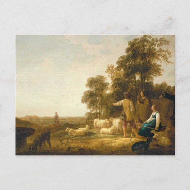 Eine Landschaft mit Hirten und Hirten Postkarte (Vorderseite)
