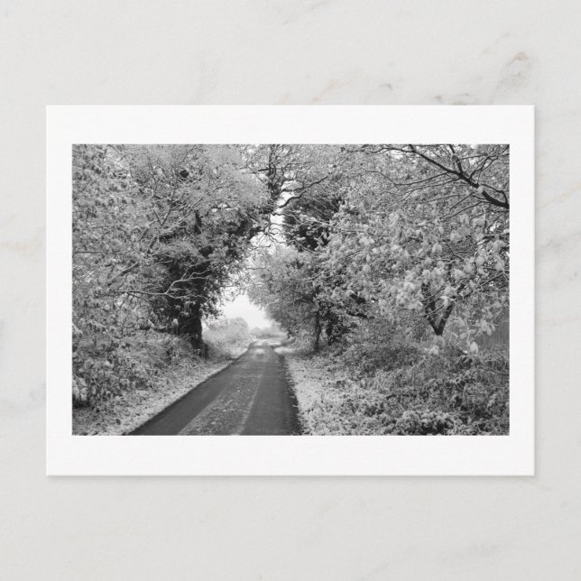Eine Landstraße im Winter: Cheshire, England Postkarte (Vorderseite)