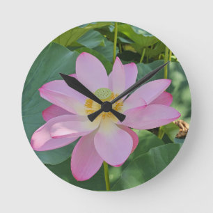 Eine lebendige Lotusblüte Runde Wanduhr