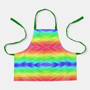 Eine lebendige, regenbogen-gemusterte Schürze mit 