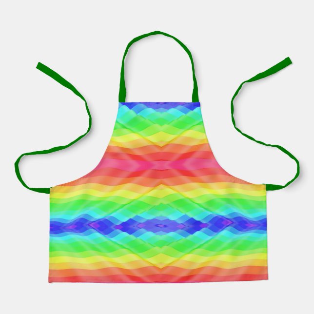 Eine lebendige, regenbogen-gemusterte Schürze mit  (Vorderseite)