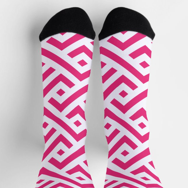 Eine lebendige rosa Farbe, coole Musterdesign Socken (Oben)