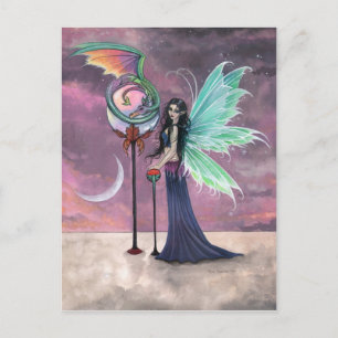 Eine lebendige Traum-Fee-und-Drache-Postkarte Postkarte