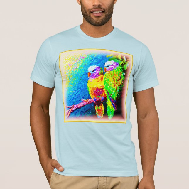 Eine lebendige und fröhliche Regenbogenvögel. Jetz T-Shirt (Vorderseite)