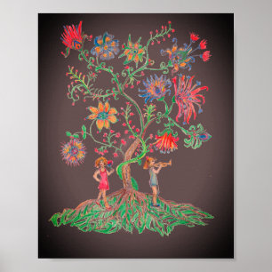 Eine lebendige Zeichnung zeigt einen Fantasiebaum Poster