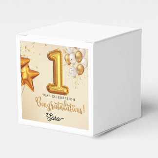 Eine lebhafte Feier von einem Jahr Geschenkschachtel