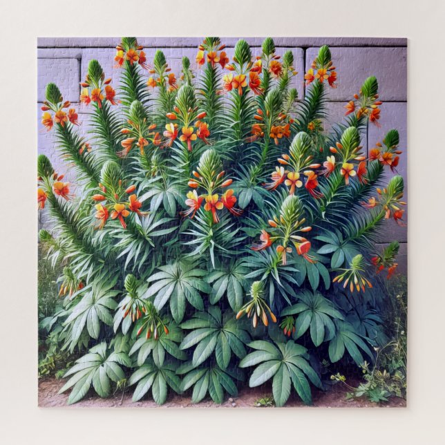 Eine lebhafte Pflanze mit orangefarbenen Blumen. (Vertikal)
