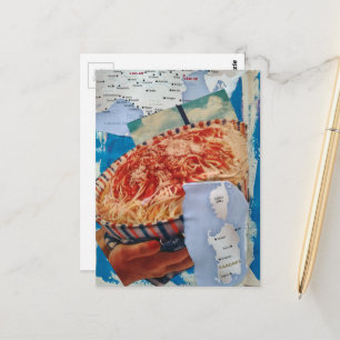 eine leckere Schüssel Spaghetti und Italien Collag Postkarte