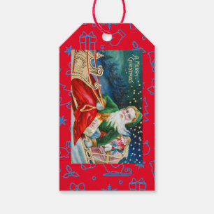 EINE LEERE CHRISTMAS VINTAG SANTA AUF DER SCHLACHT GESCHENKANHÄNGER