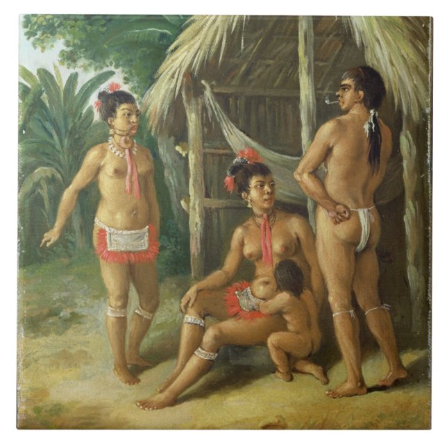 Eine Leewardinselncarib-Familie außerhalb einer Fliese (Vorderseite)