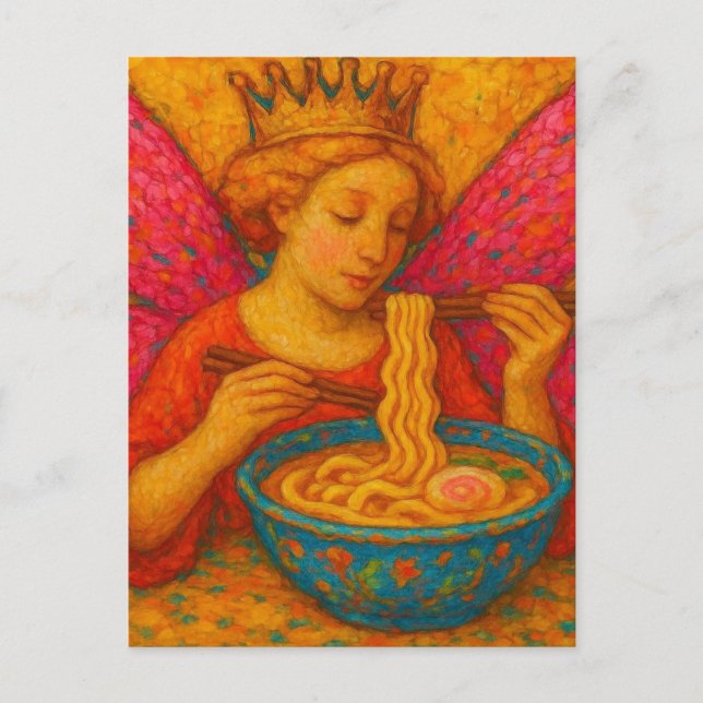 Eine leibliche Königin, die Ramen isst Postkarte (Vorderseite)