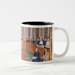 Eine Lektion in der Theologie beim Sorbonne Zweifarbige Tasse