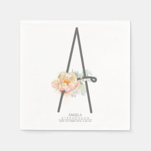 Eine Letter Monogram Blush Paint Floral CR Serviette