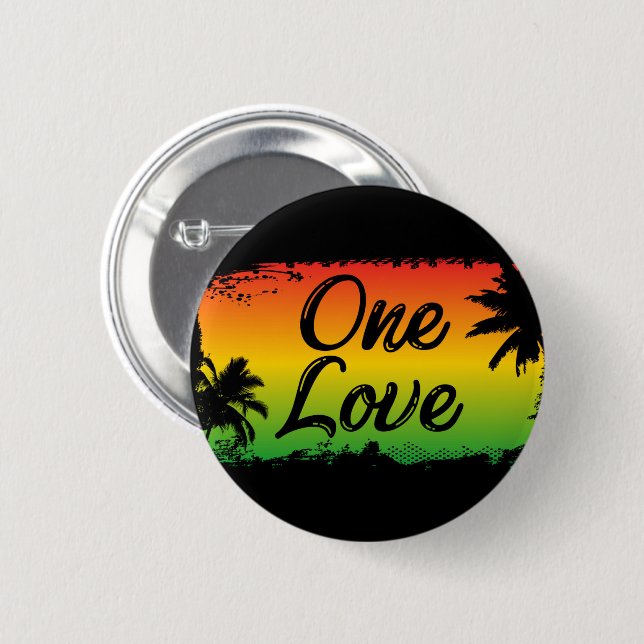 Eine Liebe Einheit und Respekt für alle Rasta Button (Vorne & Hinten)