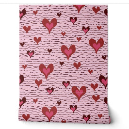 Eine Liebe für Streifen und Herz, rosa Tapete