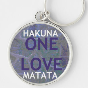 Eine Liebe Hakuna Matata Swahili Blau Grau Abstrak Schlüsselanhänger