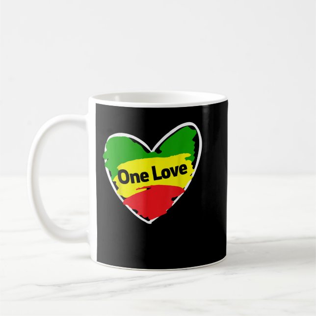 Eine Liebe Herz jamaikanische Flagge Kaffeetasse (Links)