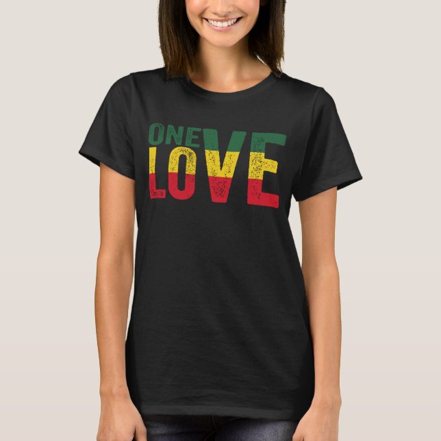 Eine Liebe Jamaican Rasta Reggae T-Shirt (Vorderseite)