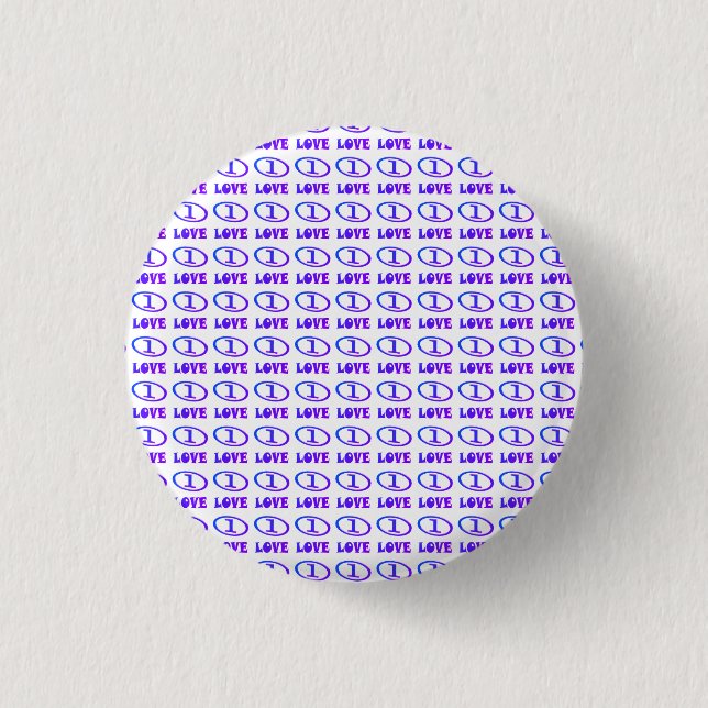 Eine Liebe Kunstmuster blauer Hauch von lila Button (Vorderseite)