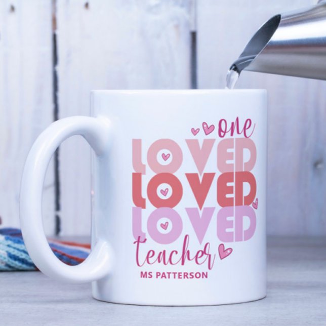 Eine Liebe Lehrer Rosa Moderner Personalisierter N Kaffeetasse (Von Creator hochgeladen)
