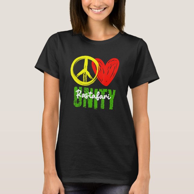 Eine Liebe Peace Liebe Unity Reggae Roots Jamaica  T-Shirt (Vorderseite)