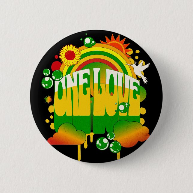 Eine Liebe Rasta-Button Button (Vorderseite)