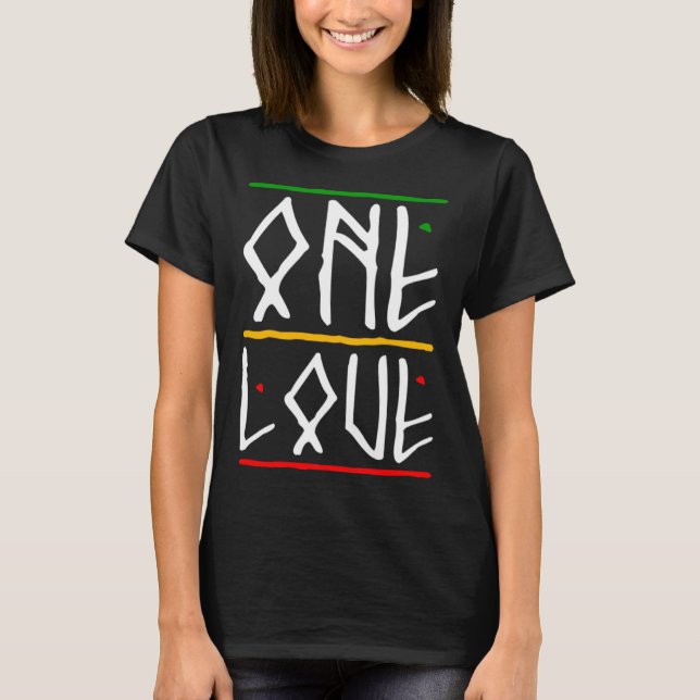 Eine Liebe Rasta Colors Reggae T-Shirt (Vorderseite)