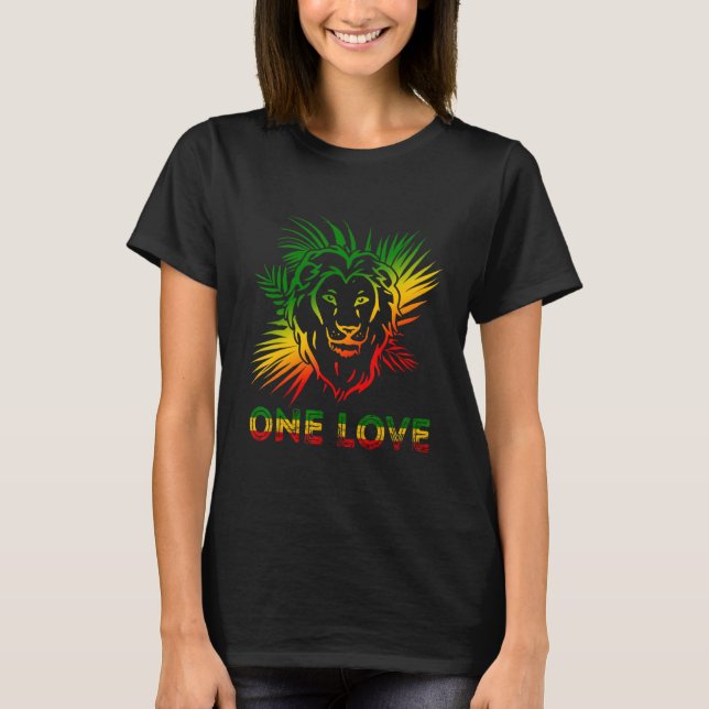 Eine Liebe Rasta Reggae Lion von Judah Jamaica Roo T-Shirt (Vorderseite)