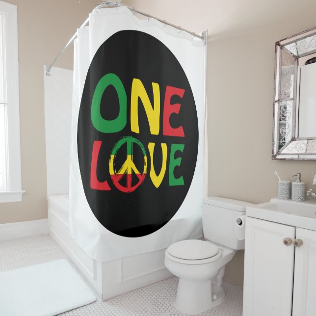 Eine Liebe, Reggae-Design Duschvorhang (Beispiel)