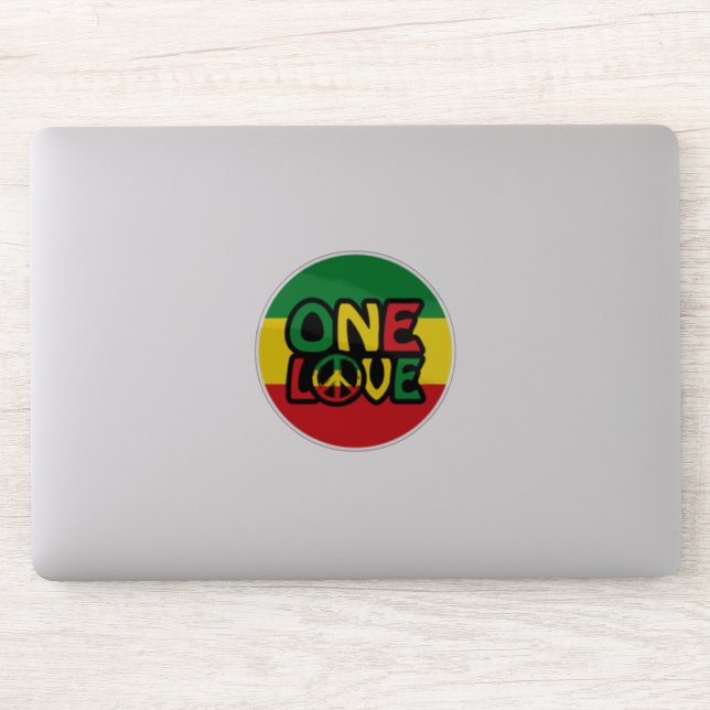 Eine Liebe, Reggae-Design mit Reggaefarben Aufkleber (Computer)