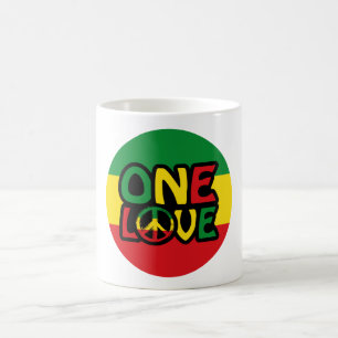Eine Liebe, Reggae-Design mit Reggaefarben Kaffeetasse