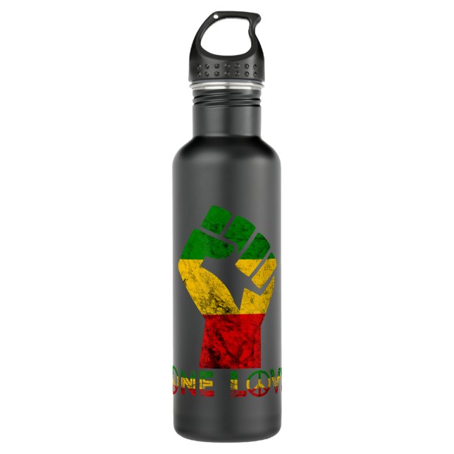 Eine Liebe Reggae Fist Rasta Reggae Music Jamaica  Edelstahlflasche (Vorderseite)