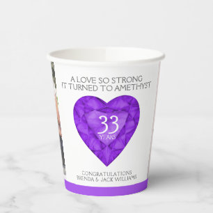 Eine Liebe so stark 33 Jahre amethyst lila Hochzei Pappbecher
