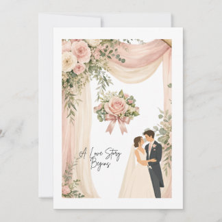 Eine Liebesgeschichte beginnt Elegante Hochzeitska Karte
