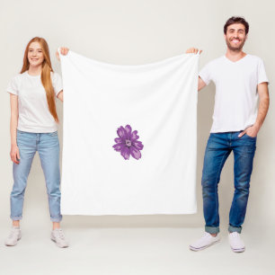 eine lila Blume auf weißem Hintergrund Fleecedecke