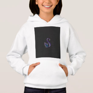 eine lila und grüne Pfauenfeder auf schwarzem Rück Hoodie