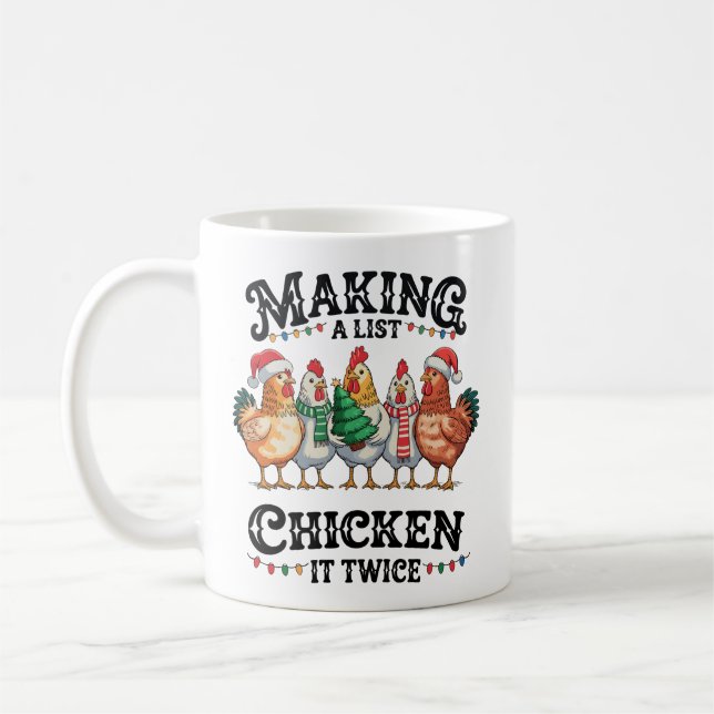 Eine Liste Hühnchen zweimal Weihnachten Weihnachte Kaffeetasse (Links)
