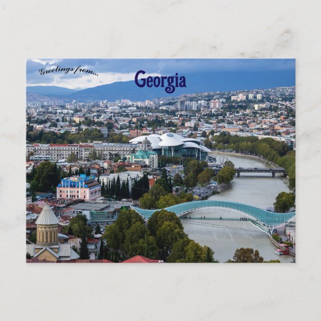 Eine Luftaufnahme von Tiflis Georgia Postkarte (Vorderseite)