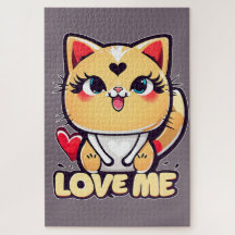 Eine lustige Chibi-Katze voller Liebe