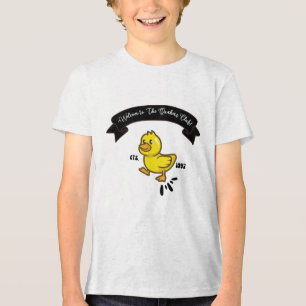 eine lustige gelbe Ente, die auf lustige Weise spa Tri-Blend Shirt