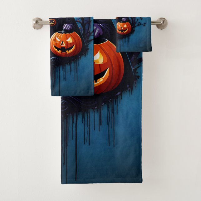 Eine lustige Halloween-Szene Badhandtuch Set (Insitu)